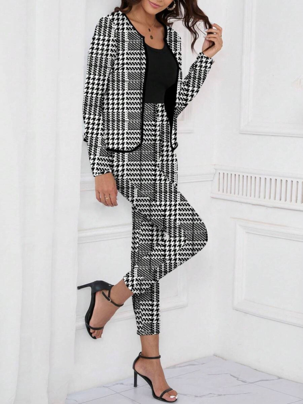 Radošs Eiropas un Amerikas stila ielu modes dāmu 2024. gada rudens un ziemas mētelis, kardigans, pieguļošas bikses, divdaļīgs uzvalks, sieviešu karsts izpārdošanas piedāvājums