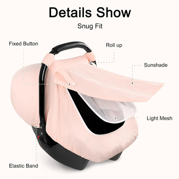 Beebikandja kate, beebi turvatooli soojenduskate, kortsus lõngast jalutuskäru kate, turvatooli turvakate, rinnaga toitmine