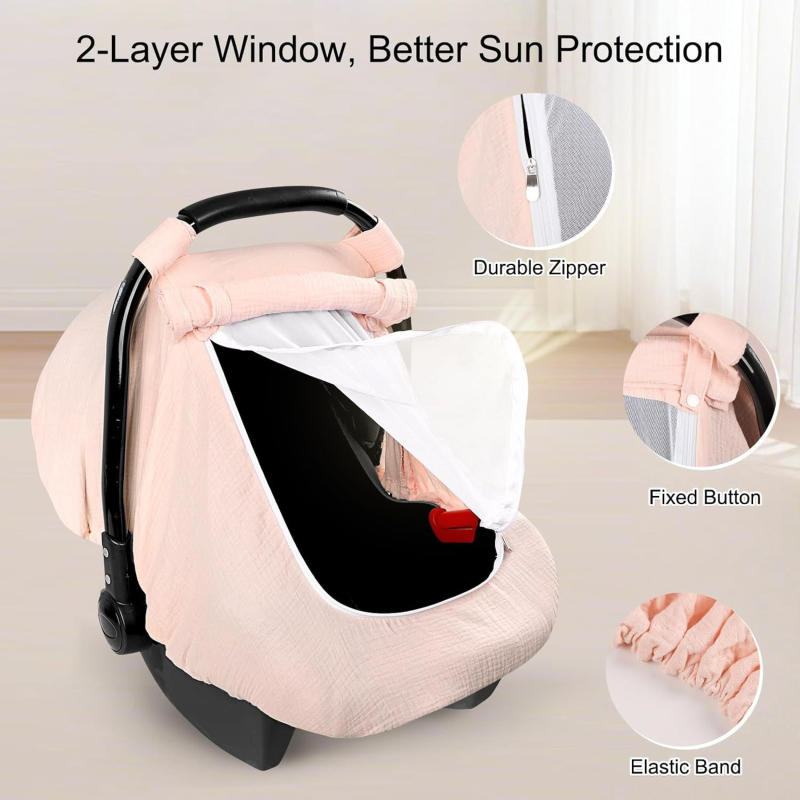 Beebikandja kate, beebi turvatooli soojenduskate, kortsus lõngast jalutuskäru kate, turvatooli turvakate, rinnaga toitmine