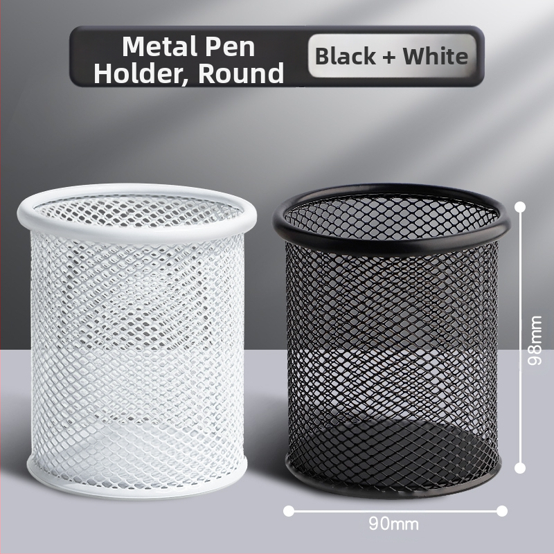 Metāla pildspalvu kasetnes biroja darbvirsmas studentu pildspalvu kasetņu uzglabāšanas kaste ar lielu ietilpību dzelzs tīklu, vienkārša zīmuļu kaste bērniem zēniem