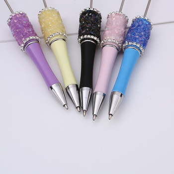 σε απόθεμα χονδρικής διασυνοριακό στυλό με κρυστάλλινο χαλίκι, χειροποίητο τρυπάνι με χάντρες, χαριτωμένο πλαστικό στυλό