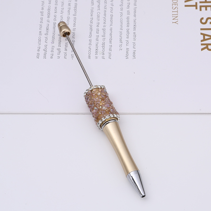 raktáron nagykereskedelmi határokon átnyúló kristály kavics golyóstoll barkácsoláshoz kézzel készített fúró gyöngyös toll regény aranyos műanyag toll