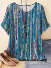 Amazon διασυνοριακό εξωτερικό εμπόριο καλοκαίρι γυναικείο νέο χαλαρό 3D εκτύπωση στρογγυλή λαιμόκοψη casual plus size πουλόβερ γυναικείο t