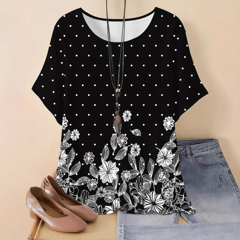 Amazon prekogranična vanjska trgovina ljetni ženski novi labavi 3D printani okrugli izrez casual plus size pulover ženski t