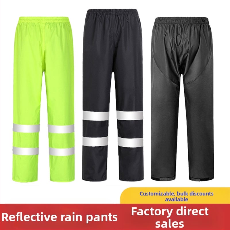 Lietaus kelnės, skirtos riaušėms atspariems lietpalčiams, tinka storam Oksfordo audiniui, atspariam dilimui, atspindinčiam šviesą, vyriškos jojimo apatinės kūno dalies vandeniui atsparios kelnės.