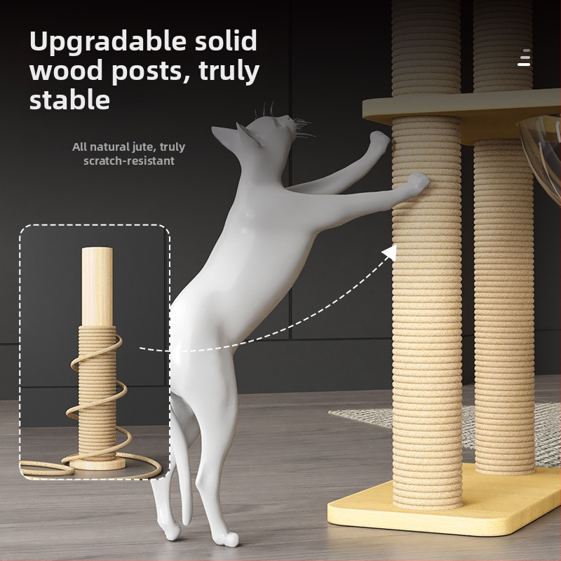 Macskamászó állvány Macskafészek Macskafa Integrált nagyméretű kapszula alakú macskaállvány Macskafogó állvány Tömörfa macskafogó oszlop Ugrálóplatform Macskakellékek