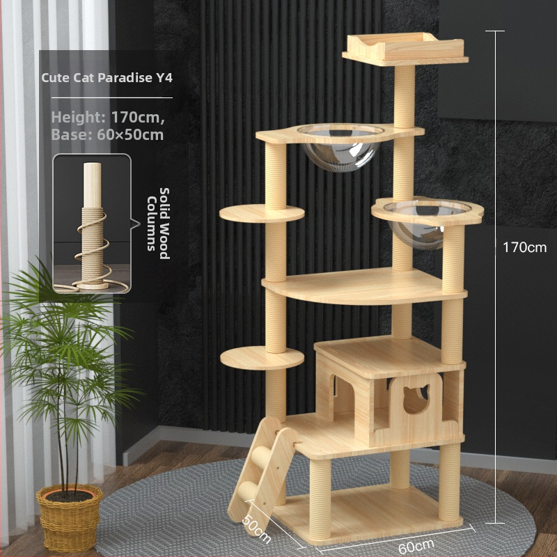 Macskamászó állvány Macskafészek Macskafa Integrált nagyméretű kapszula alakú macskaállvány Macskafogó állvány Tömörfa macskafogó oszlop Ugrálóplatform Macskakellékek