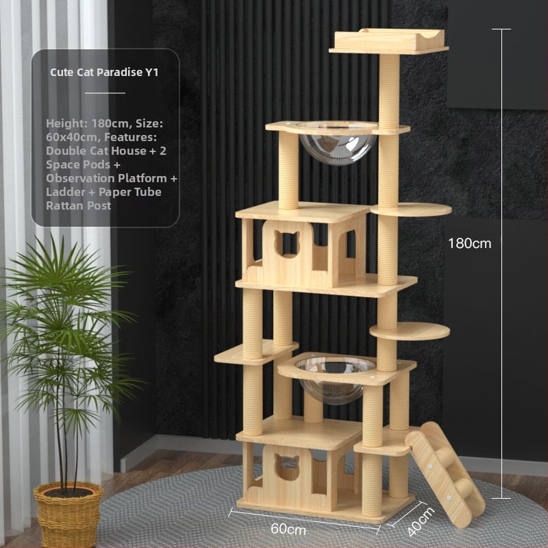 Macskamászó állvány Macskafészek Macskafa Integrált nagyméretű kapszula alakú macskaállvány Macskafogó állvány Tömörfa macskafogó oszlop Ugrálóplatform Macskakellékek