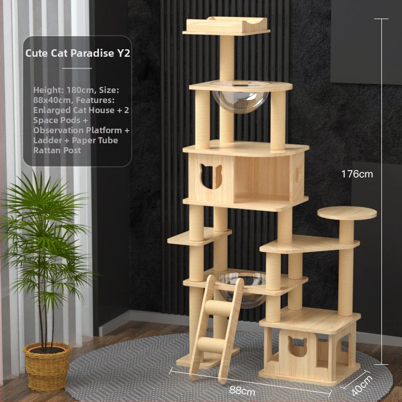 Macskamászó állvány Macskafészek Macskafa Integrált nagyméretű kapszula alakú macskaállvány Macskafogó állvány Tömörfa macskafogó oszlop Ugrálóplatform Macskakellékek