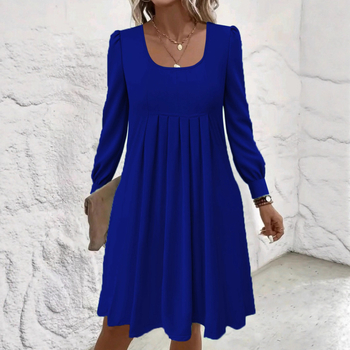 2025 Европейско и американско външнотърговско трансгранично дамско облекло Amazon Extra Large Size Нова рокля с дълъг ръкав и кръгло деколте