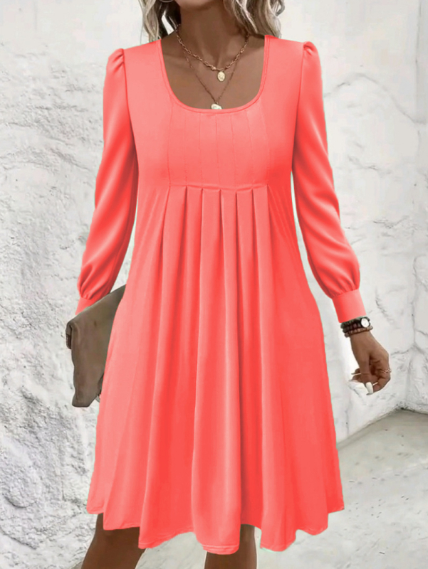 2025 Comerț exterior european și american transfrontalier Îmbrăcăminte pentru femei Amazon Mărime extra mare Rochie nouă cu mânecă lungă și guler rotund