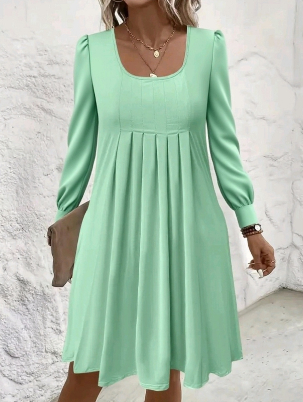 2025 Comerț exterior european și american transfrontalier Îmbrăcăminte pentru femei Amazon Mărime extra mare Rochie nouă cu mânecă lungă și guler rotund