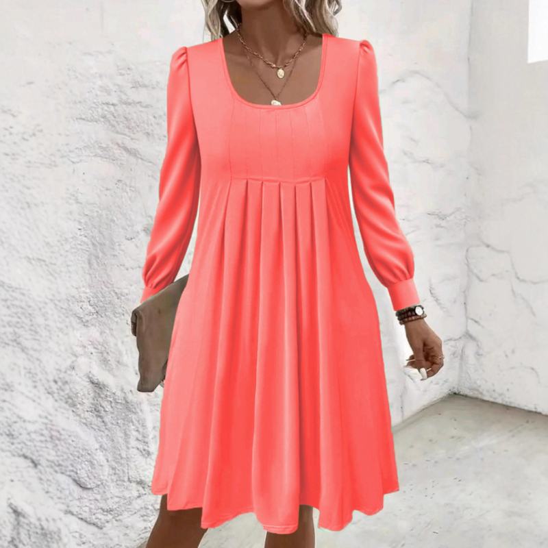 2025 Comerț exterior european și american transfrontalier Îmbrăcăminte pentru femei Amazon Mărime extra mare Rochie nouă cu mânecă lungă și guler rotund