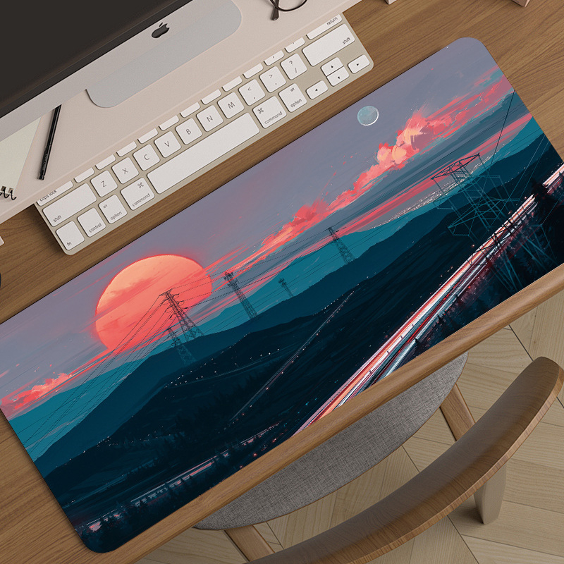 Könnyű, luxus és csúcskategóriás tájképekhez tervezett, túlméretezett e-sport játékhoz való egérpad, kreatív, csúszásmentes, vastagított asztali billentyűzetpad
