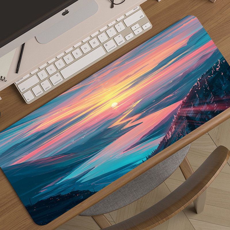 Könnyű, luxus és csúcskategóriás tájképekhez tervezett, túlméretezett e-sport játékhoz való egérpad, kreatív, csúszásmentes, vastagított asztali billentyűzetpad