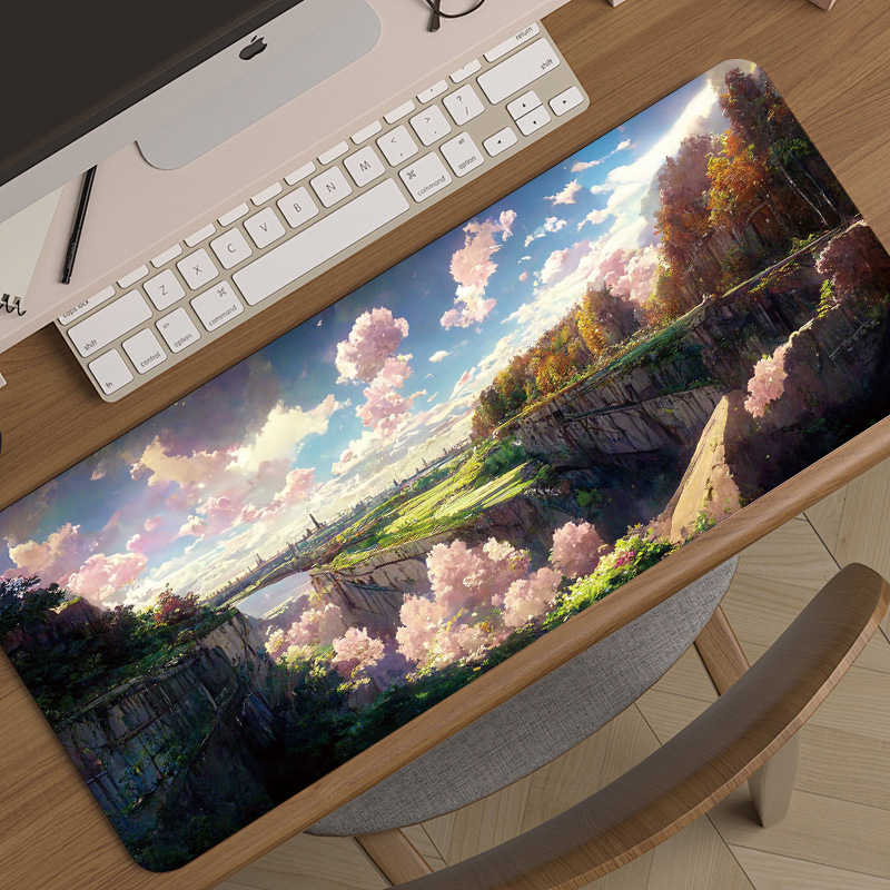 Könnyű, luxus és csúcskategóriás tájképekhez tervezett, túlméretezett e-sport játékhoz való egérpad, kreatív, csúszásmentes, vastagított asztali billentyűzetpad