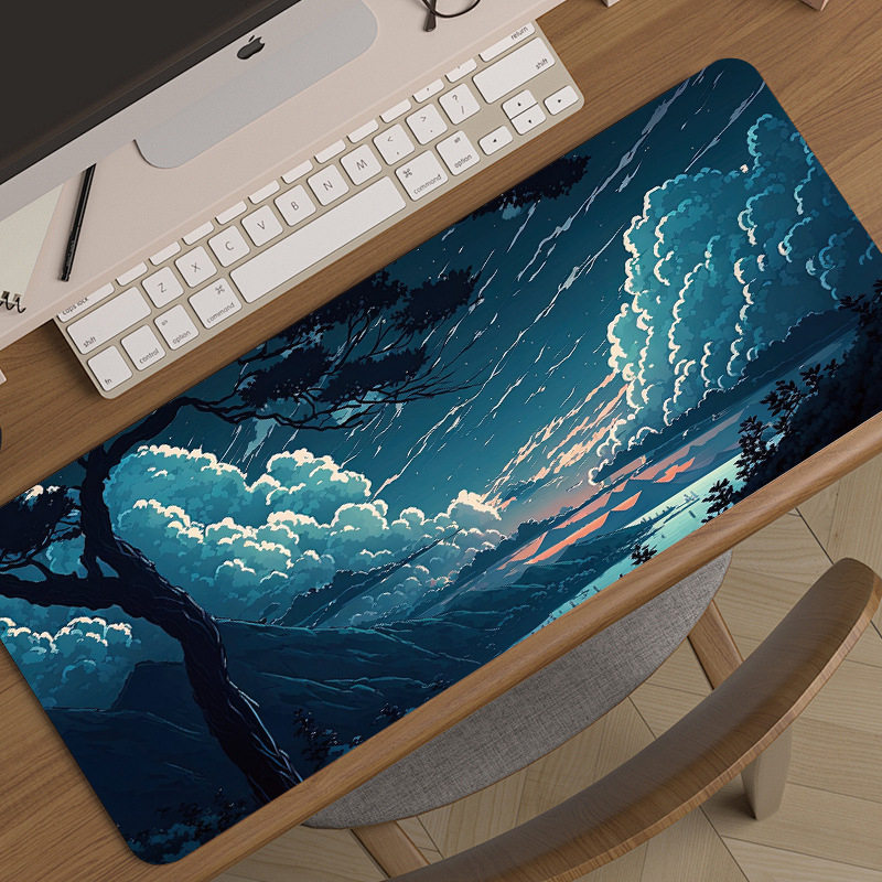 Könnyű, luxus és csúcskategóriás tájképekhez tervezett, túlméretezett e-sport játékhoz való egérpad, kreatív, csúszásmentes, vastagított asztali billentyűzetpad
