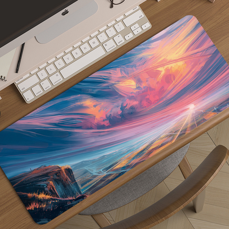 Könnyű, luxus és csúcskategóriás tájképekhez tervezett, túlméretezett e-sport játékhoz való egérpad, kreatív, csúszásmentes, vastagított asztali billentyűzetpad