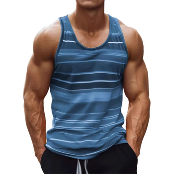 2025 Nová európska a americká cezhraničná ležérna pánska pruhovaná vesta s okrúhlym výstrihom vysokej kvality od Amazonu MG1