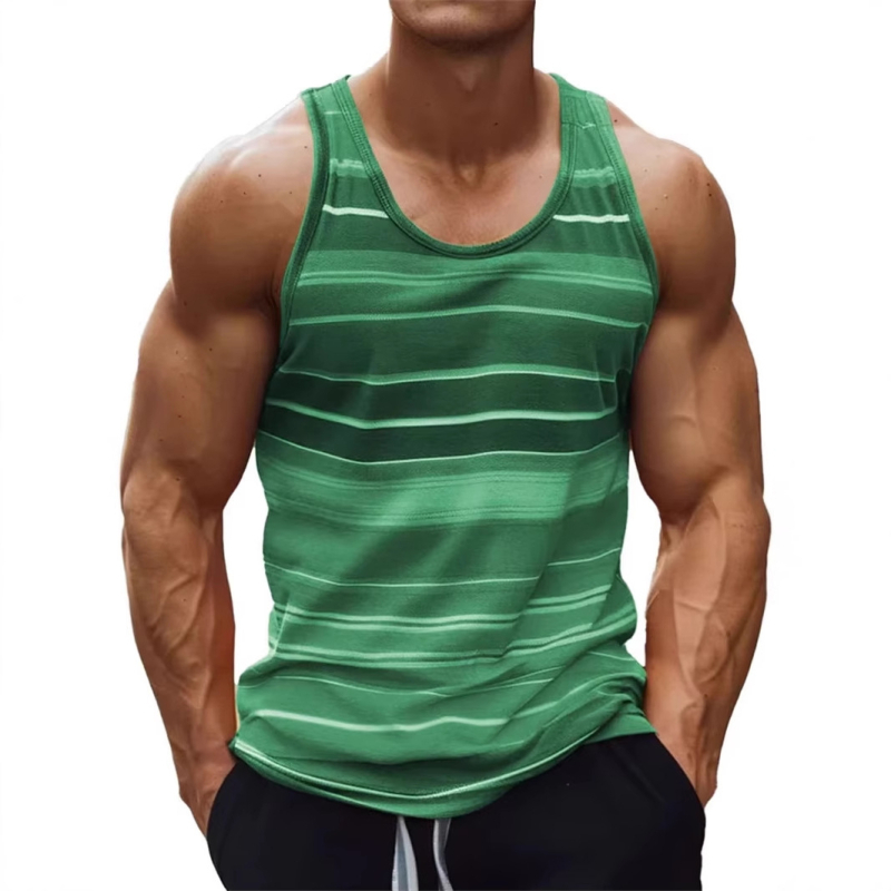 2025 Nová európska a americká cezhraničná ležérna pánska pruhovaná vesta s okrúhlym výstrihom vysokej kvality od Amazonu MG1