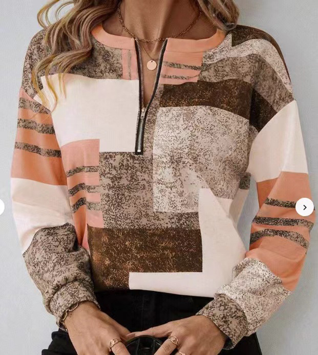 Polo majica s okruglim izrezom i patentnim zatvaračem, ležernog stila, nepravilnog geometrijskog oblika, za putovanja u sudare