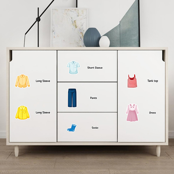 Αυτοκόλλητα τοίχου ταξινόμησης ρούχων για αγόρια και κορίτσια, συρτάρι ντουλάπας, αφαιρούμενα αυτοκόλλητα ταξινόμησης ρούχων νηπιαγωγείου, αυτοκόλλητα οργάνωσης