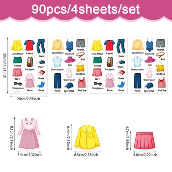 Αυτοκόλλητα τοίχου ταξινόμησης ρούχων για αγόρια και κορίτσια, συρτάρι ντουλάπας, αφαιρούμενα αυτοκόλλητα ταξινόμησης ρούχων νηπιαγωγείου, αυτοκόλλητα οργάνωσης