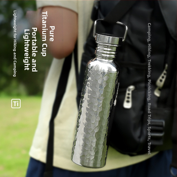 Gryno titano sportinis dviračių virdulys, lauko sportinis virdulys, kelioninis nešiojamas vandens puodelis, lengvas stovyklavimo virdulys, plaktuko formos virdulys