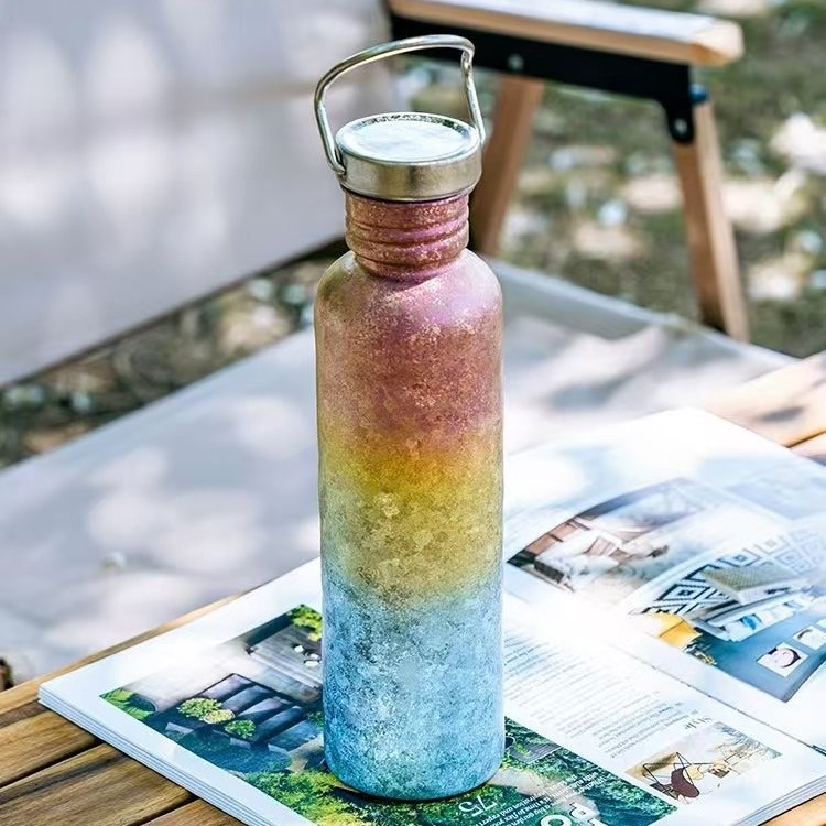 Gryno titano sportinis dviračių virdulys, lauko sportinis virdulys, kelioninis nešiojamas vandens puodelis, lengvas stovyklavimo virdulys, plaktuko formos virdulys