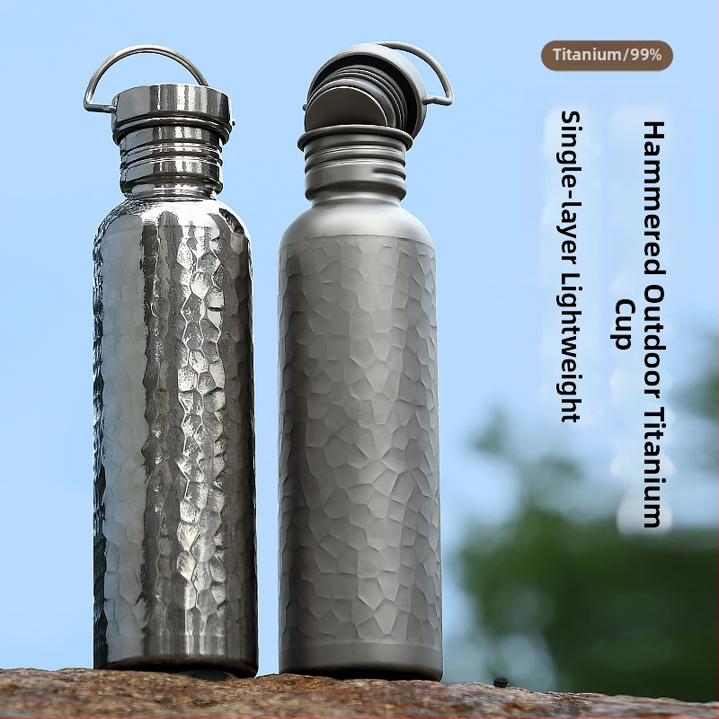 Gryno titano sportinis dviračių virdulys, lauko sportinis virdulys, kelioninis nešiojamas vandens puodelis, lengvas stovyklavimo virdulys, plaktuko formos virdulys