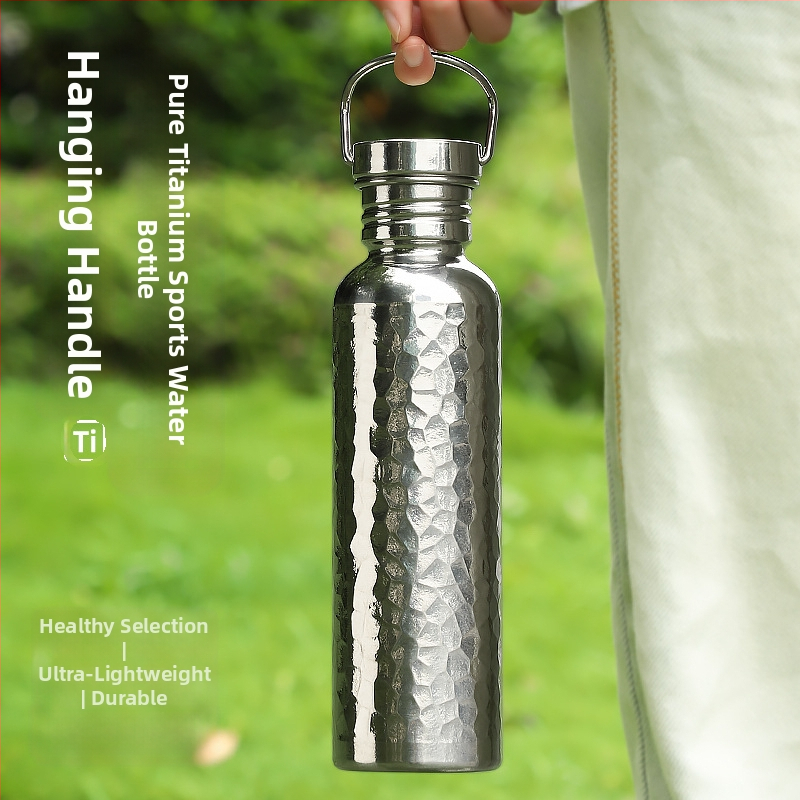 Чист титанов спортен чайник за колоездене, чайник за спорт на открито, преносима чаша за вода за пътуване, лек чайник за къмпинг, чайник с чук