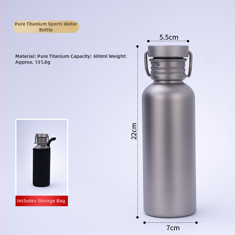 Tīra titāna sporta riteņbraukšanas tējkanna, āra sporta tējkanna, pārnēsājama ceļojumu ūdens krūze, viegla kempinga tējkanna, āmura raksta tējkanna