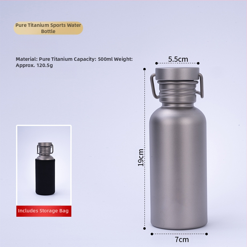 Gryno titano sportinis dviračių virdulys, lauko sportinis virdulys, kelioninis nešiojamas vandens puodelis, lengvas stovyklavimo virdulys, plaktuko formos virdulys