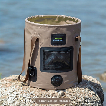 Sulankstomas kibiras, nešiojamas kibiras su vožtuvu, didelės talpos kempingo kibiras, apvalus rankinis kibiras su dangčiu, žvejybos kibiras