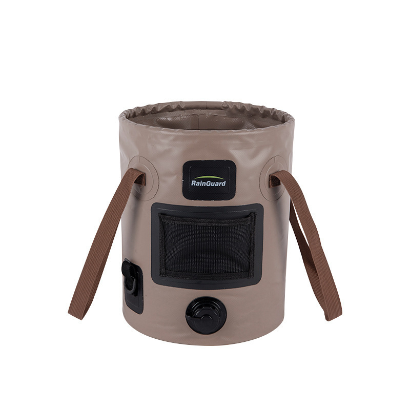 Sulankstomas kibiras, nešiojamas kibiras su vožtuvu, didelės talpos kempingo kibiras, apvalus rankinis kibiras su dangčiu, žvejybos kibiras