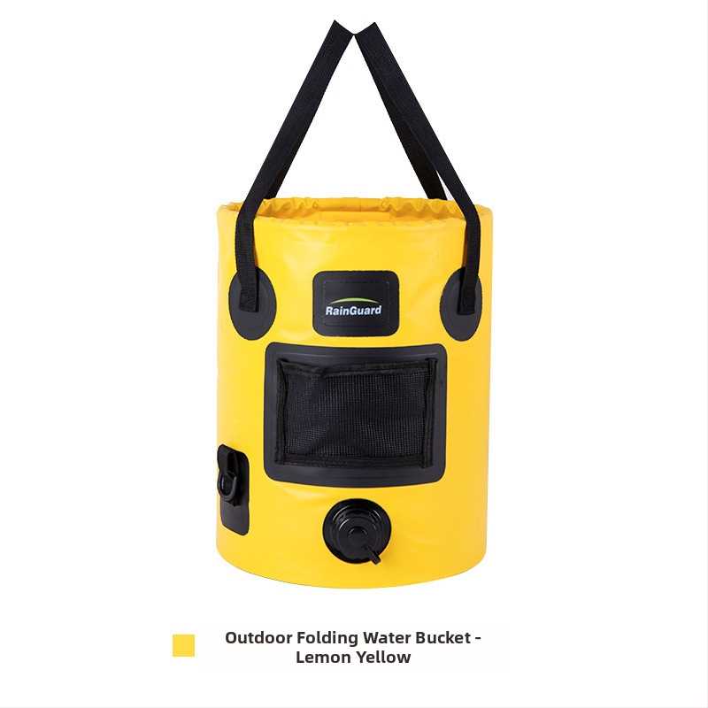 Sulankstomas kibiras, nešiojamas kibiras su vožtuvu, didelės talpos kempingo kibiras, apvalus rankinis kibiras su dangčiu, žvejybos kibiras