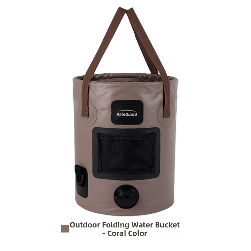 Sulankstomas kibiras, nešiojamas kibiras su vožtuvu, didelės talpos kempingo kibiras, apvalus rankinis kibiras su dangčiu, žvejybos kibiras