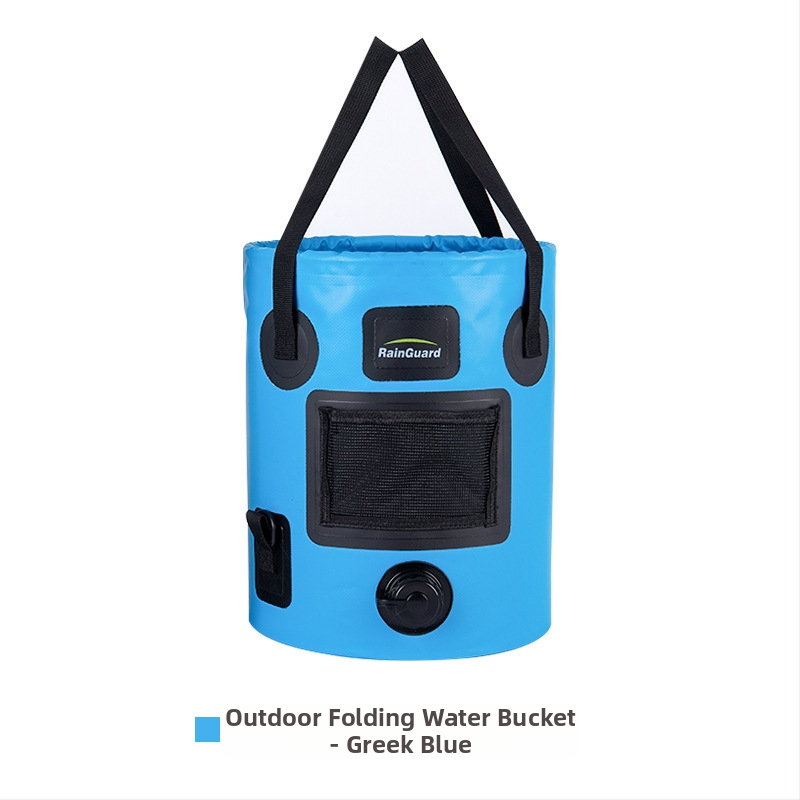 Sulankstomas kibiras, nešiojamas kibiras su vožtuvu, didelės talpos kempingo kibiras, apvalus rankinis kibiras su dangčiu, žvejybos kibiras