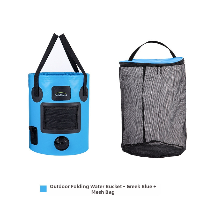 Găleată pliabilă în aer liber, găleată portabilă cu valvă, găleată rotundă portabilă de mare capacitate pentru camping, găleată de pescuit cu capac