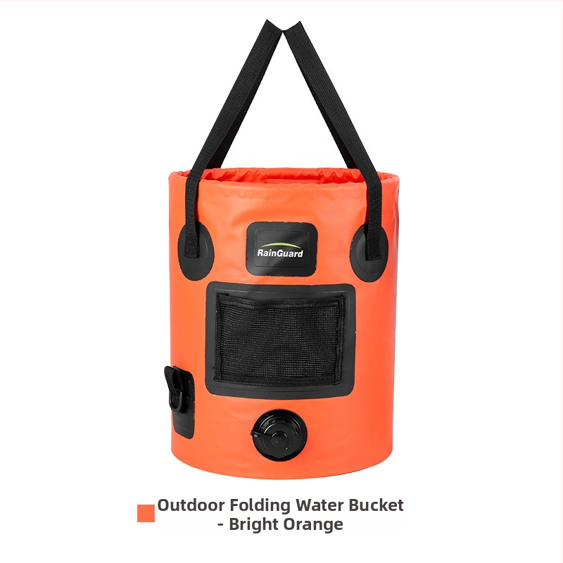 Sulankstomas kibiras, nešiojamas kibiras su vožtuvu, didelės talpos kempingo kibiras, apvalus rankinis kibiras su dangčiu, žvejybos kibiras