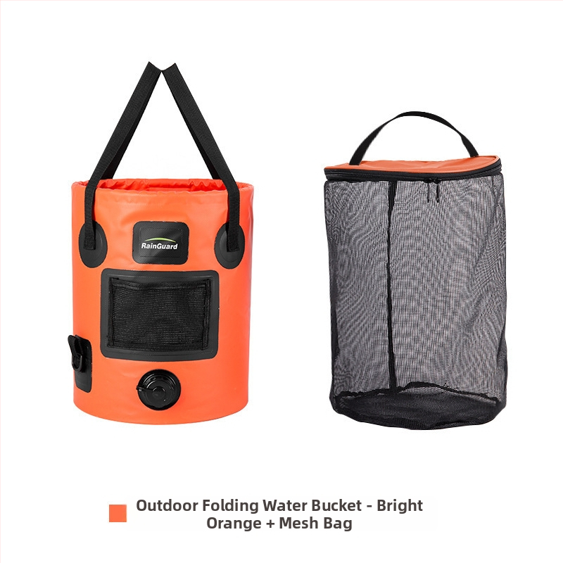 Vonkajšie skladacie vedro, prenosné vedro s ventilom, kempingové, veľkokapacitné okrúhle ručné vedro s vekom, rybárske vedro