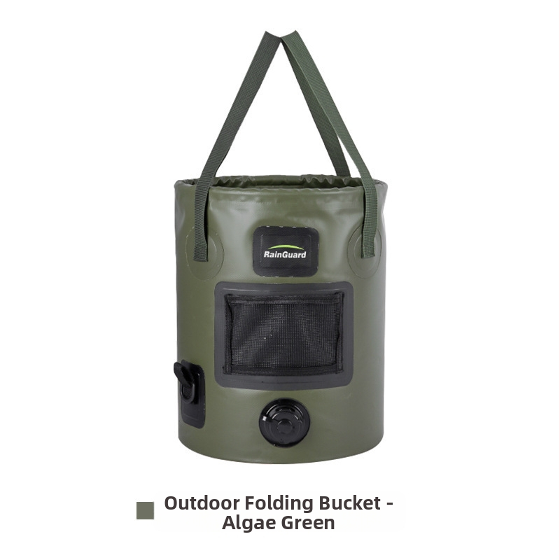 Sulankstomas kibiras, nešiojamas kibiras su vožtuvu, didelės talpos kempingo kibiras, apvalus rankinis kibiras su dangčiu, žvejybos kibiras