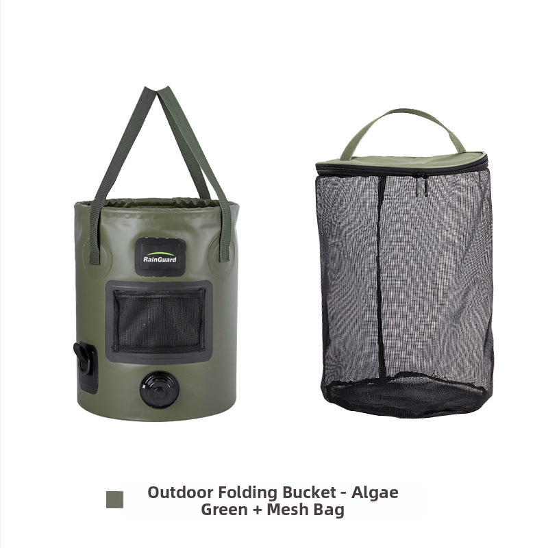 Găleată pliabilă în aer liber, găleată portabilă cu valvă, găleată rotundă portabilă de mare capacitate pentru camping, găleată de pescuit cu capac