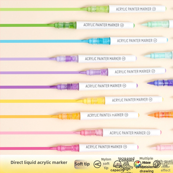 „Blue Fruit M720 Direct Liquid“ minkštos galvutės akrilinis žymeklis, 81 spalvos, nepralaidus popierinis dailės teptukas pradinių klasių mokiniams