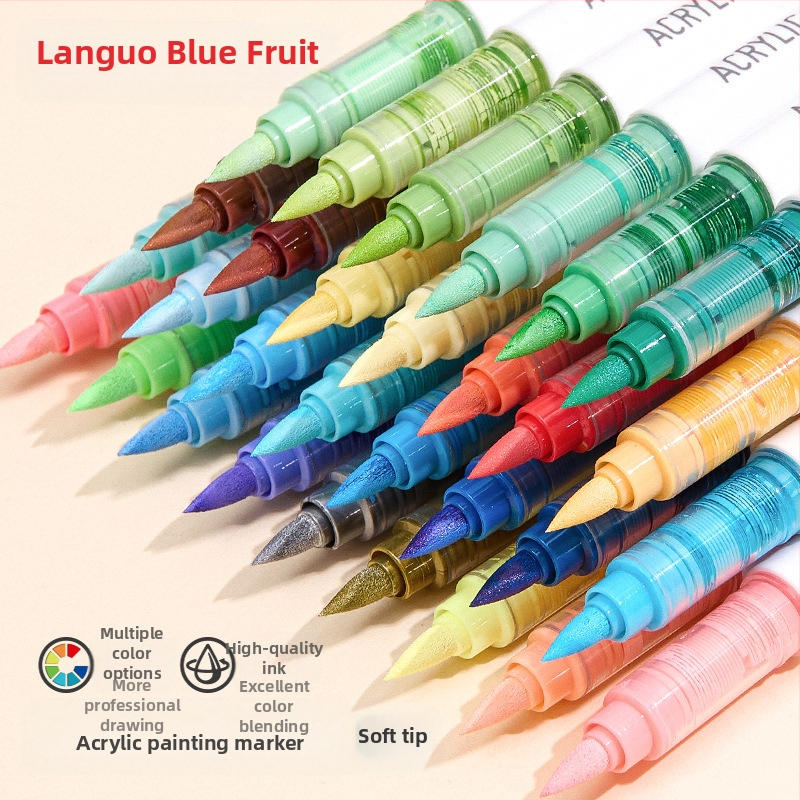 Marker acrilic cu cap moale, lichid direct Blue Fruit M720, pensulă de hârtie impermeabilă Macaron, 81 de culori, pentru elevii de școală primară