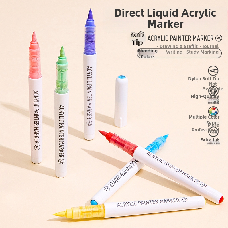 „Blue Fruit M720 Direct Liquid“ minkštos galvutės akrilinis žymeklis, 81 spalvos, nepralaidus popierinis dailės teptukas pradinių klasių mokiniams