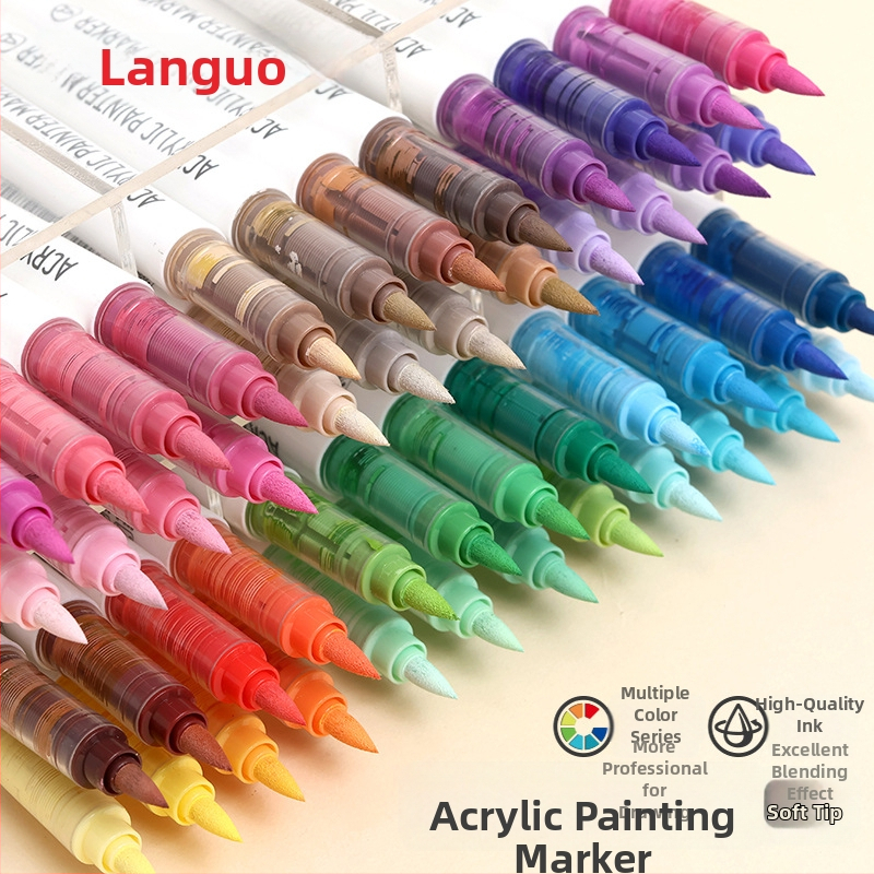 „Blue Fruit M720 Direct Liquid“ minkštos galvutės akrilinis žymeklis, 81 spalvos, nepralaidus popierinis dailės teptukas pradinių klasių mokiniams