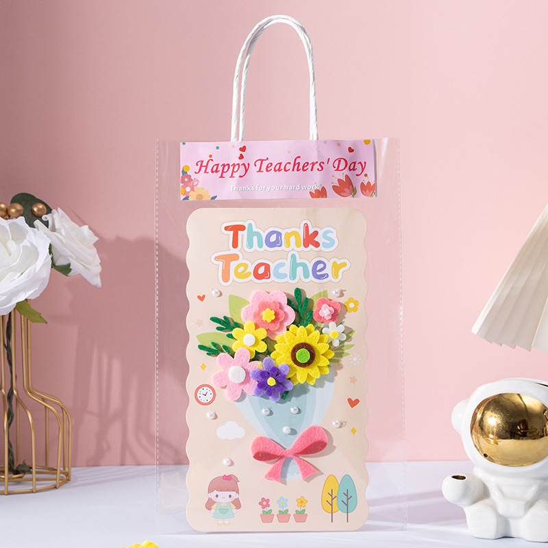 Ръчно изработени поздравителни картички за Деня на учителя, детски „Направи си сам“, изработка от родители и деца, триизмерни картички с букети цветя, подаръчни материали за детска градина за учители