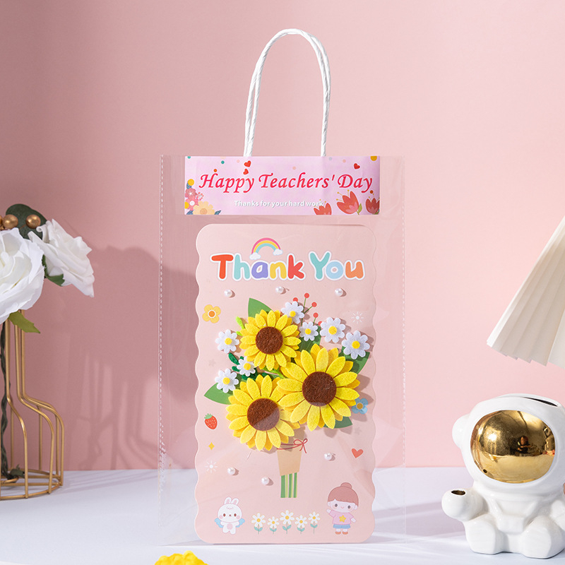 Ръчно изработени поздравителни картички за Деня на учителя, детски „Направи си сам“, изработка от родители и деца, триизмерни картички с букети цветя, подаръчни материали за детска градина за учители