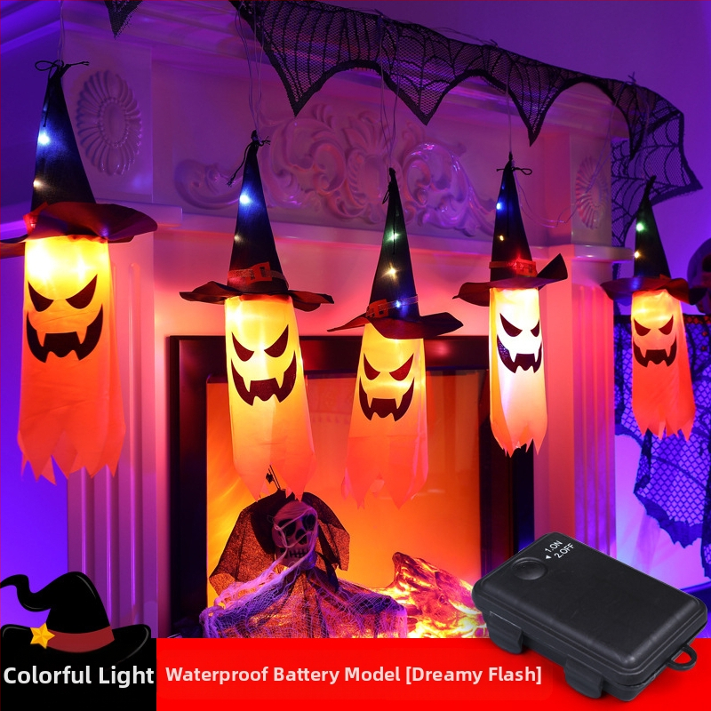 Tarpvalstybiniai „Amazon“ nauji Helovino LED dekoratyviniai šviestuvai, vaiduokliški pakabinami šviestuvai, vaiduokliški festivalio kambario atmosferos šviestuvai